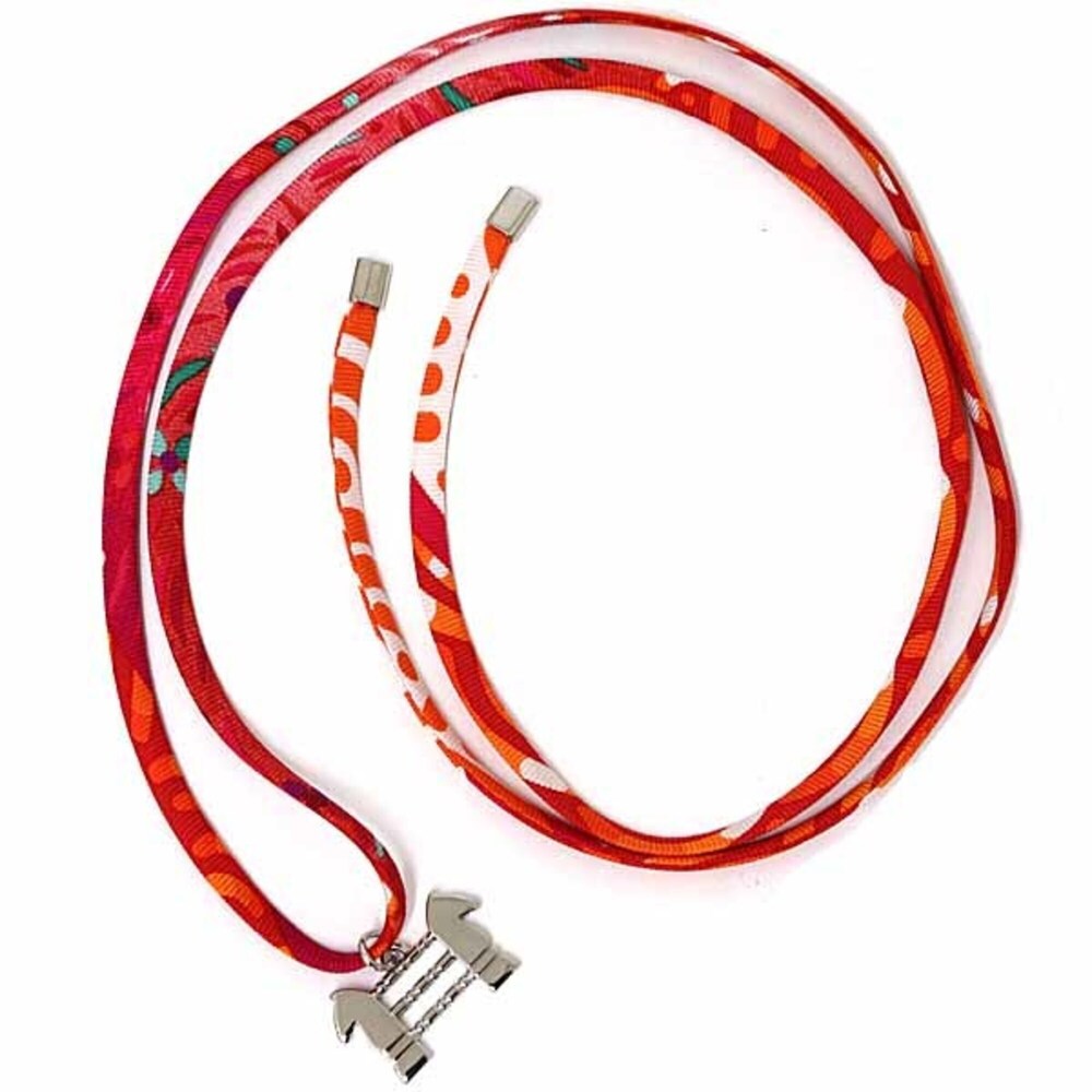 HERMES Orange Silk Charm Bracelet